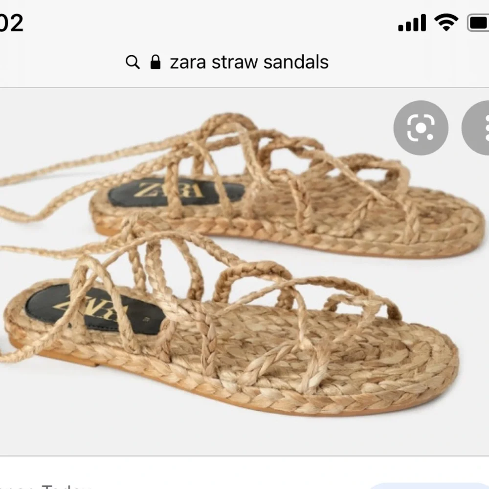 Zara Natural Braided Ankle-Tie Flat Sandals - Picture 3 of 8
